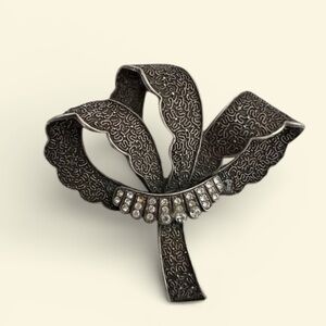 Vintage Silver Brooch with Rhinestones stamped .925